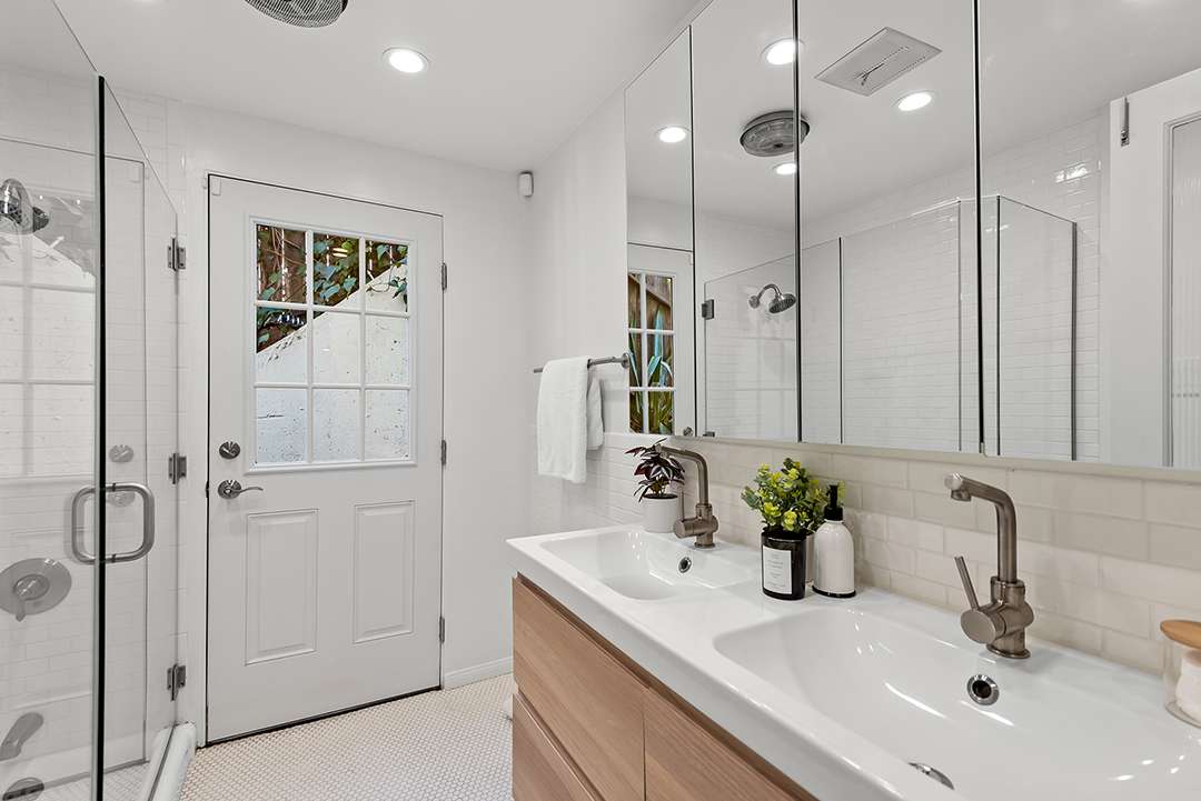 Pristine bathroom with two sinks