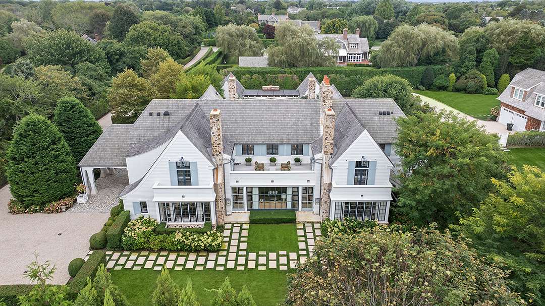 High angle shot of Hamptons mansion