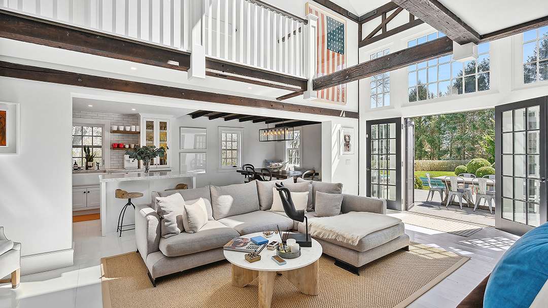 Spacious farmhouse living area