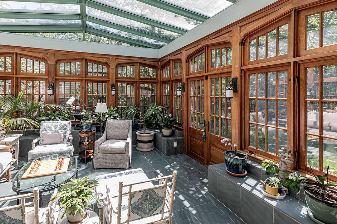 Skylights illuminate seating area
