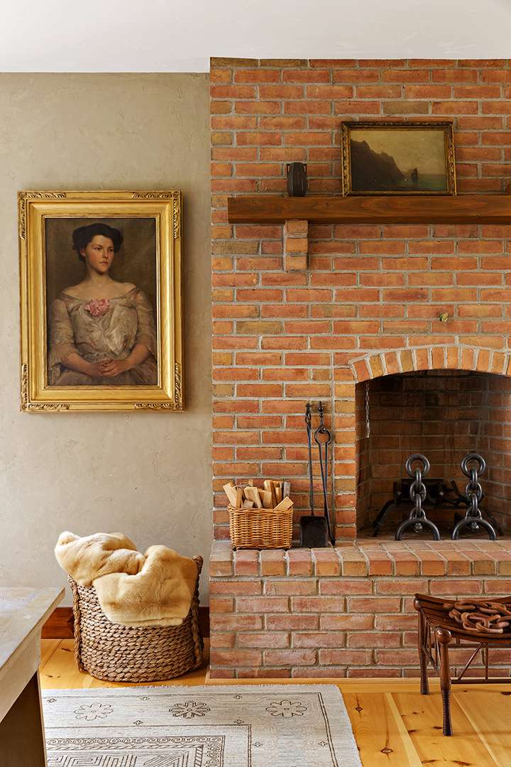 Traditional brick fire place