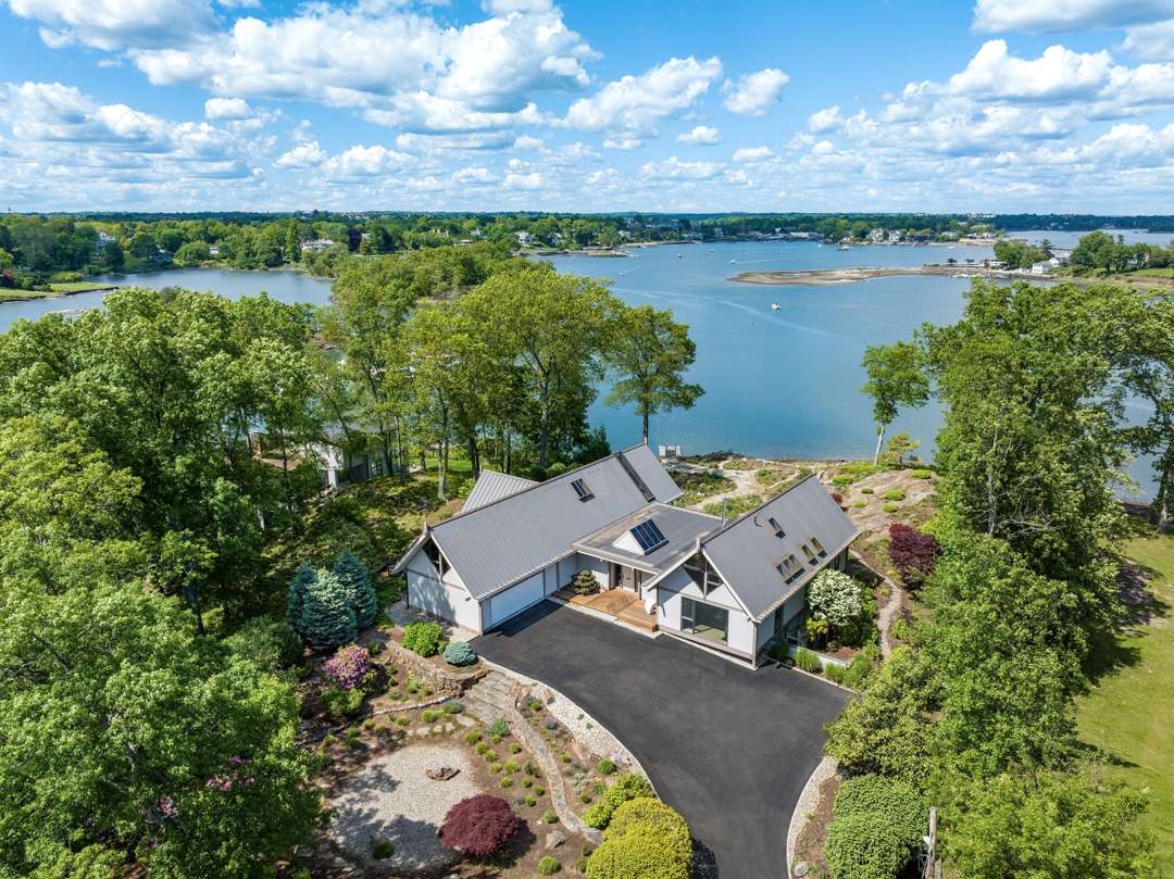 Drone shot of Charles Forberg's Westchester house
