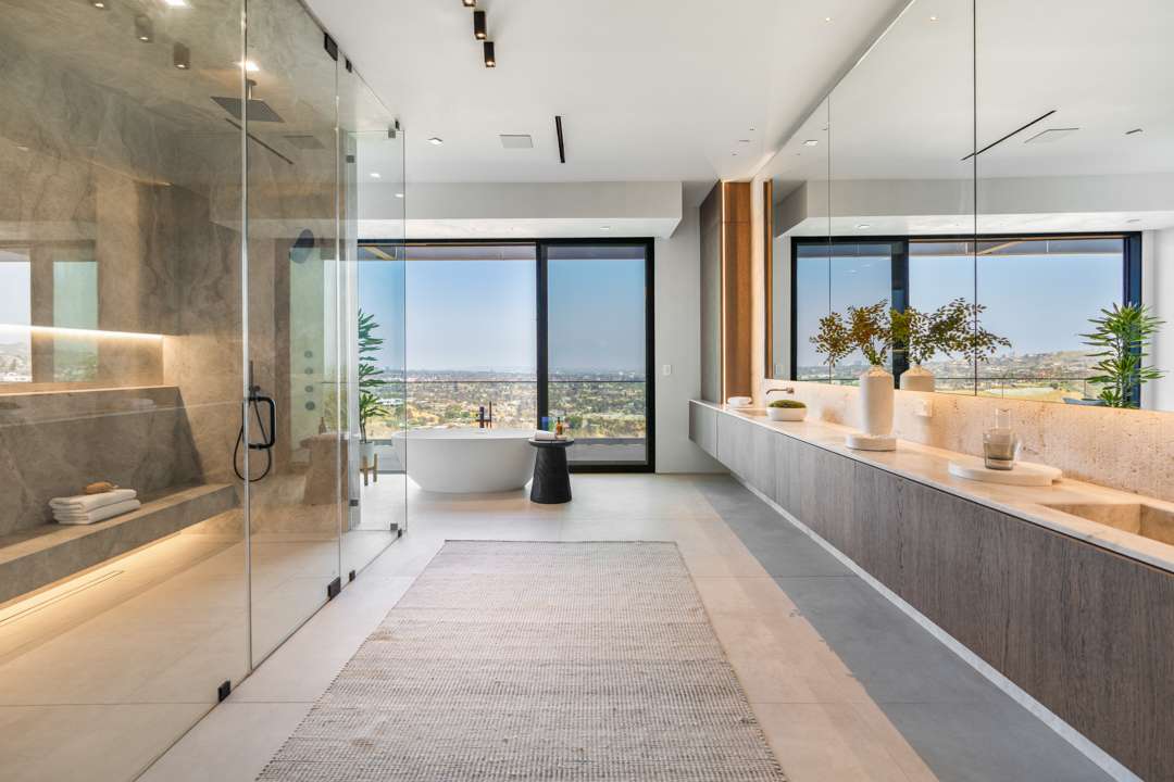 Bathroom overlooking Pacific Palisades