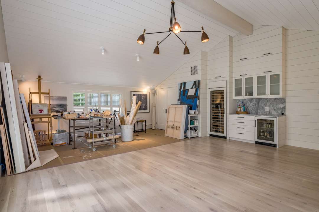 Home art studio and wine fridge