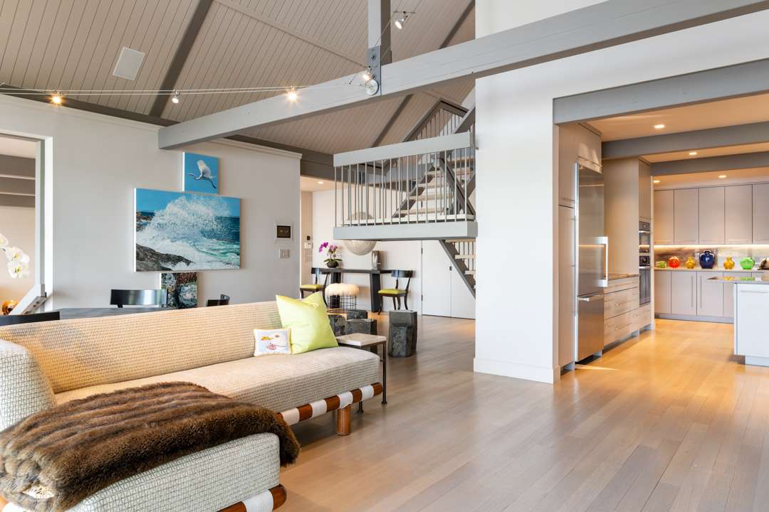 Living room with stairs