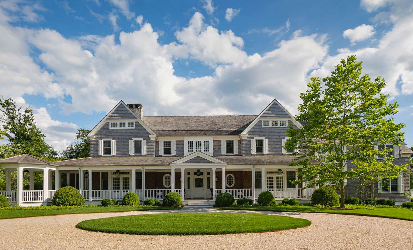 Colonial Hamptons Mansion Front Yard