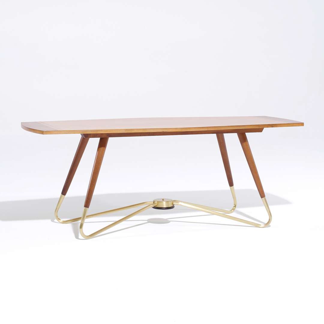 Vintage German Brown and Gold Maplewood Coffee Table