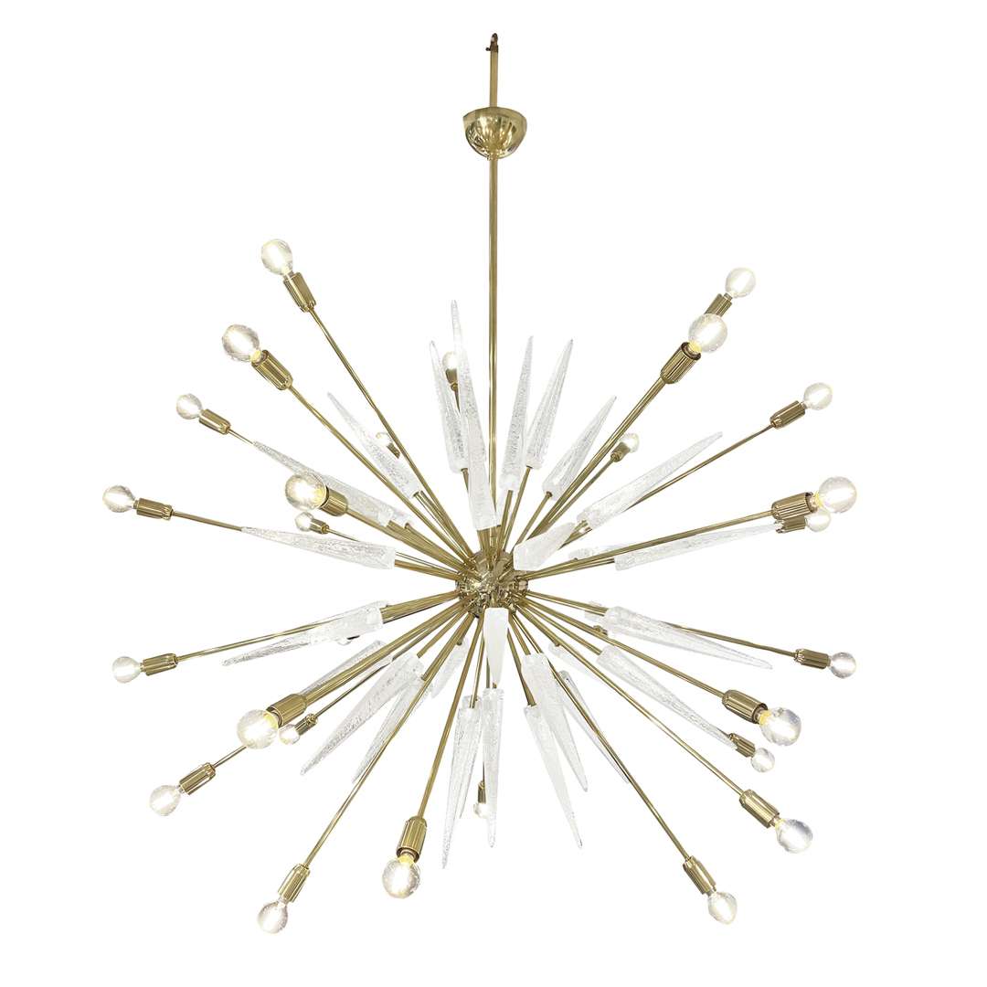 Vintage Italian Glass and Gold Sputnik Chandelier