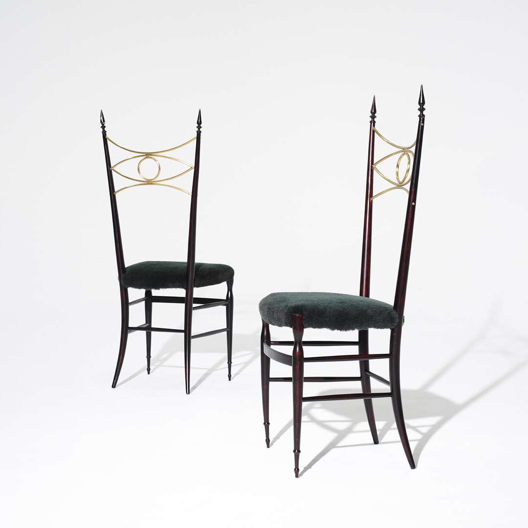 Vintage Italian Brass Dining Chairs With Eye Design