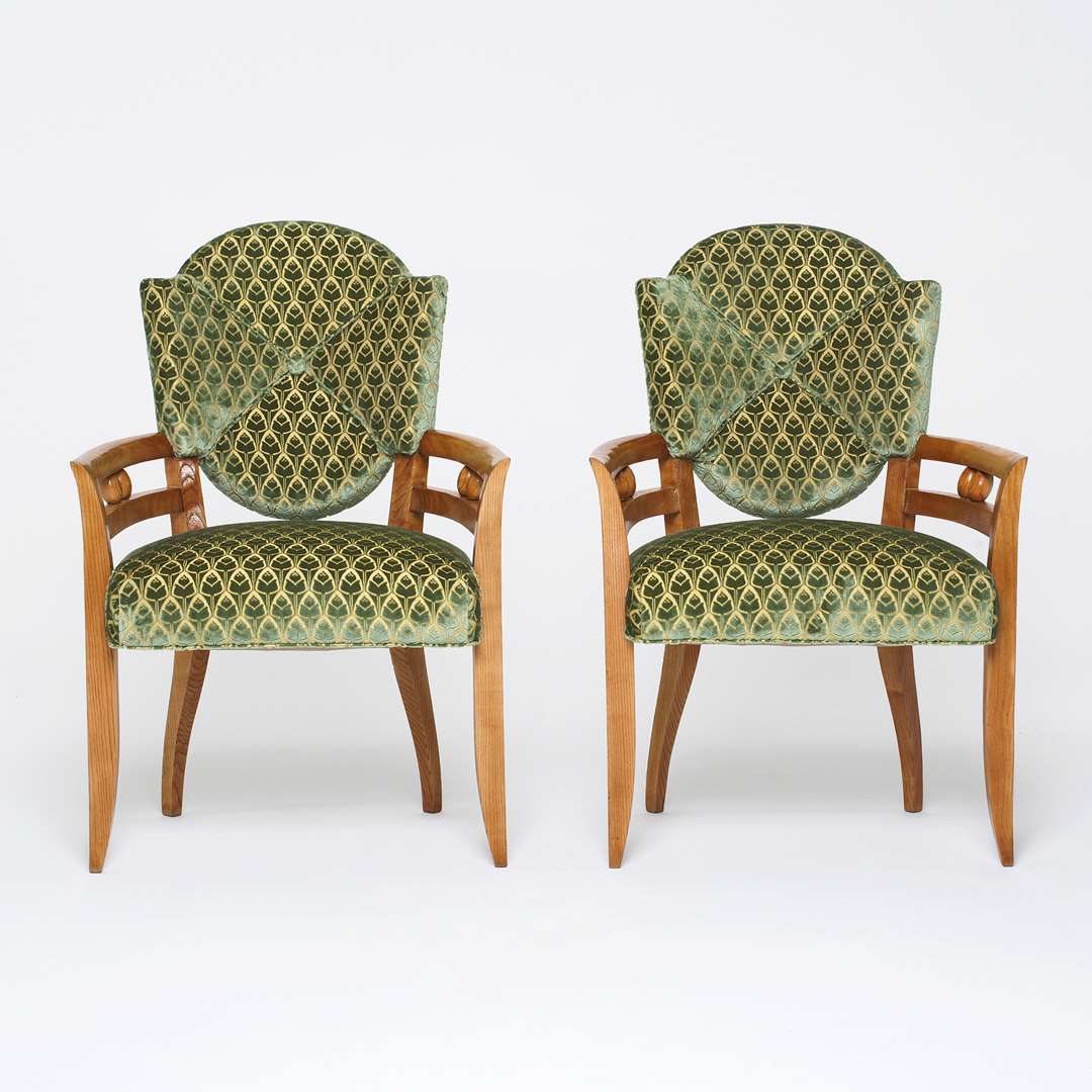 Green French Vintage Chairs With Tulips