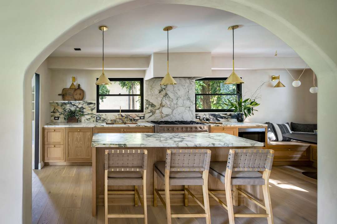 Bob Barker Former LA Home Kitchen with Marble Island and Backsplash