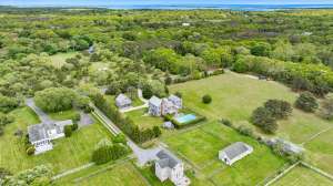 Drone shot of Quogue mansion