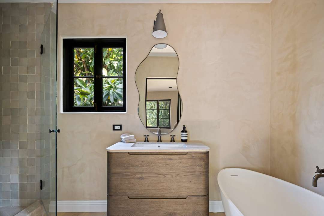 Bob Barker Former LA Home Bathroom with Squiggly Mirror