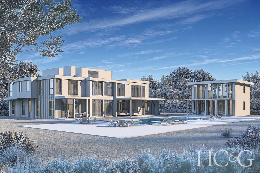 Modern white Hamptons mansion with pool and guest house