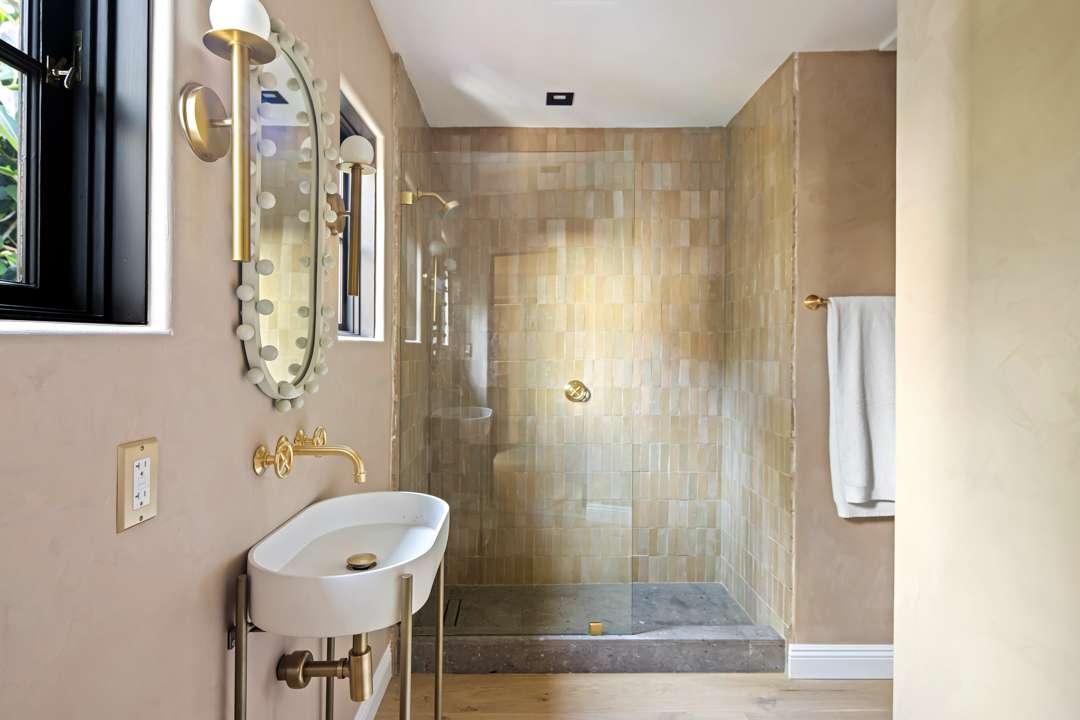 Bob Barker Former LA Home Bathroom with Brown Tile