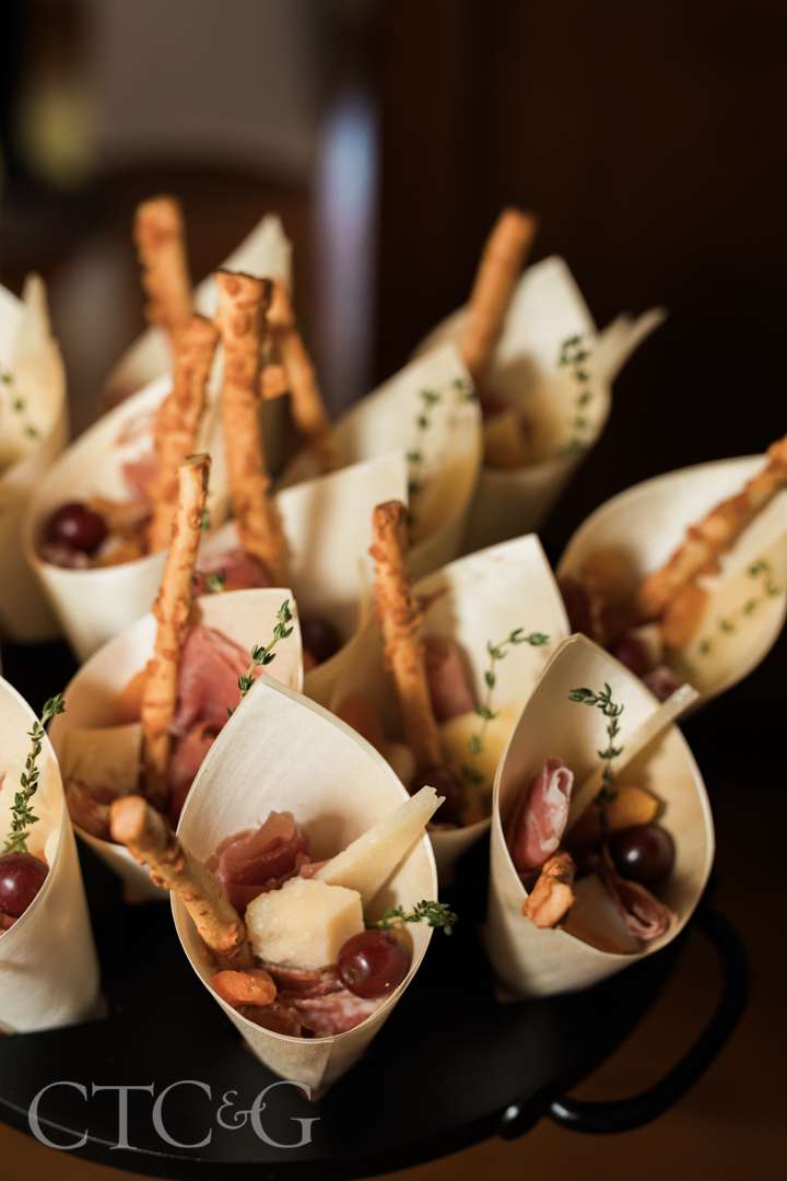 Marcia Selden Catering charcuterie cups at Champagne on the Deck