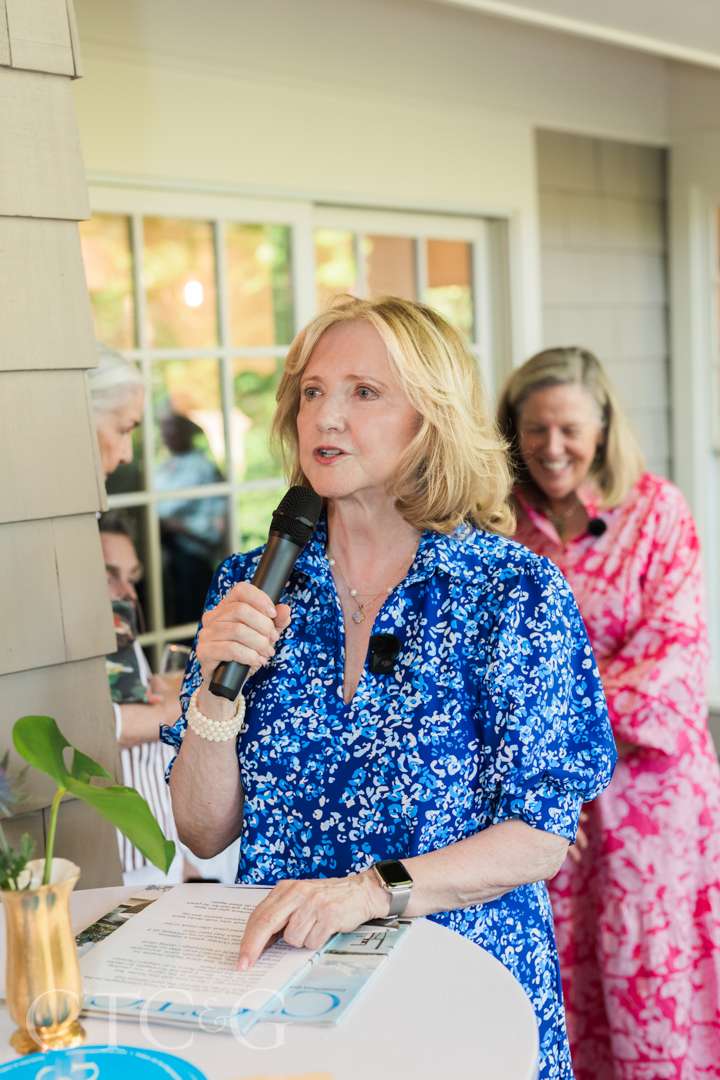 Marianne Howatson speaking at Champagne on the Deck