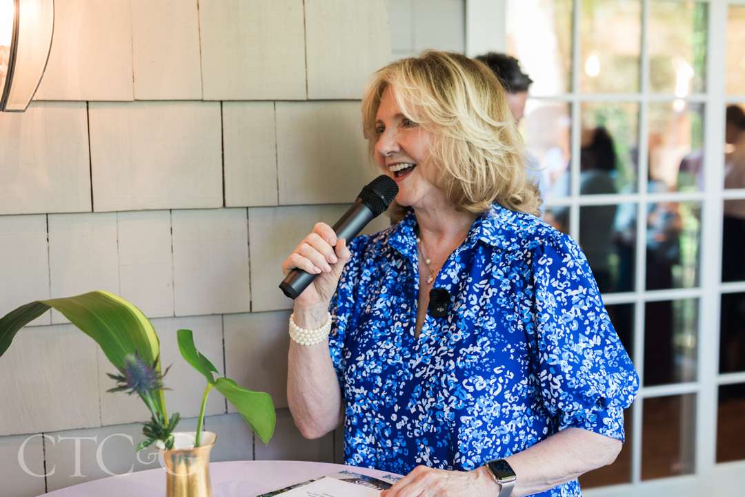Marianne Howatson speaking at Champagne on the Deck