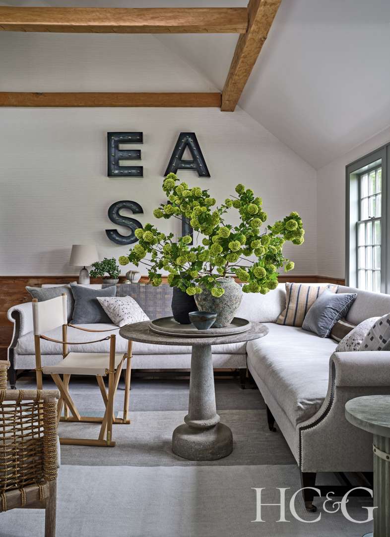 Hamptons Home Living Room with East Letters
