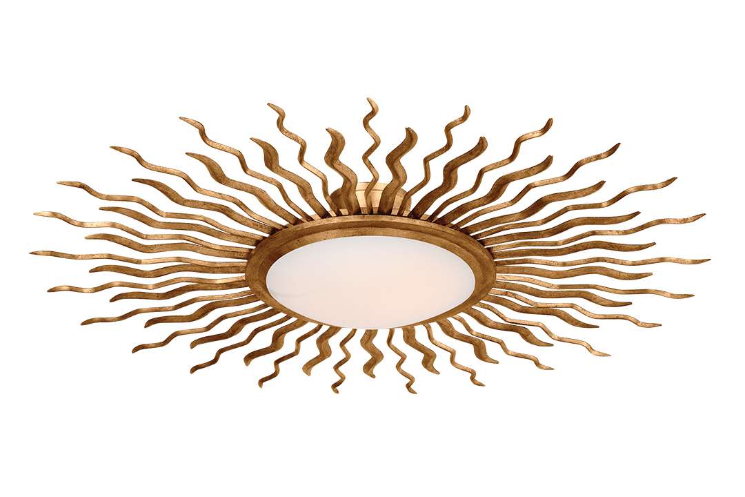 Gold sun inspired light fixture
