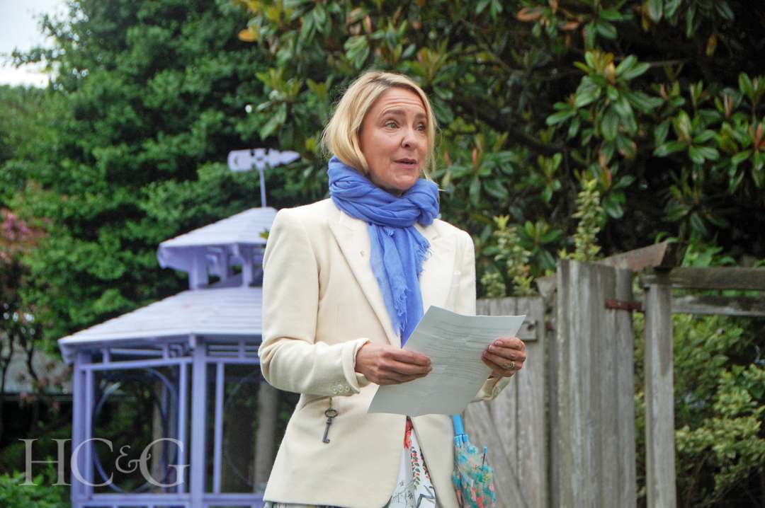Meagan Ouderkirk speaking at Much Ado About Madoo Cocktail Party 2025