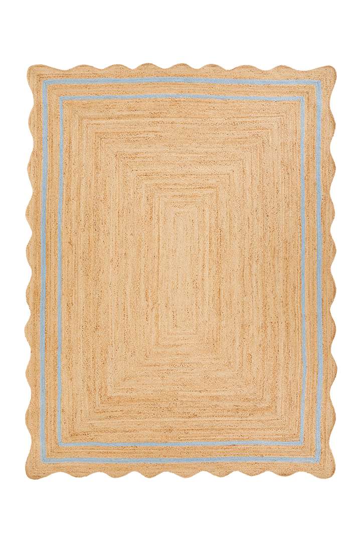 Beige and blue rug