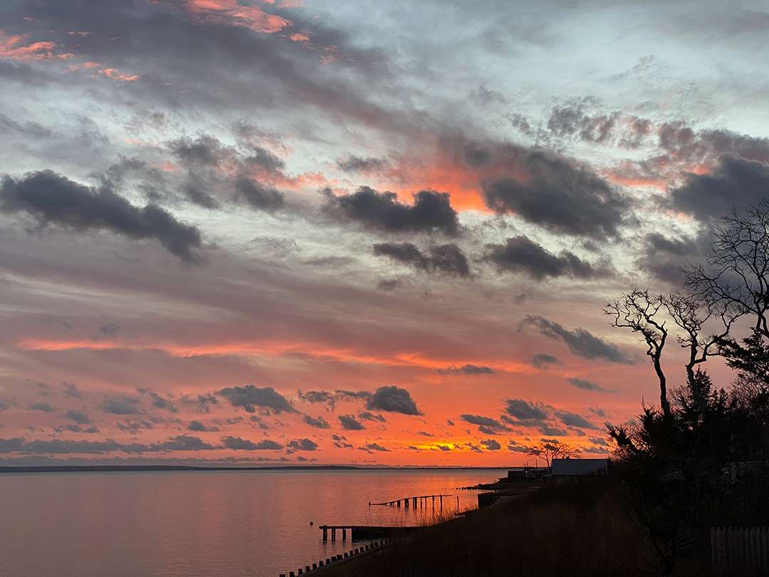 East Hampton backyard at sunset