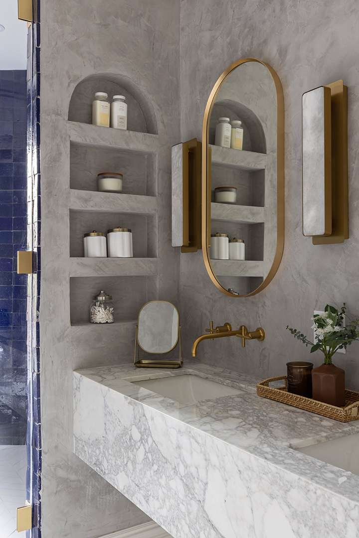 Master Bathroom Marble and Gold Sink