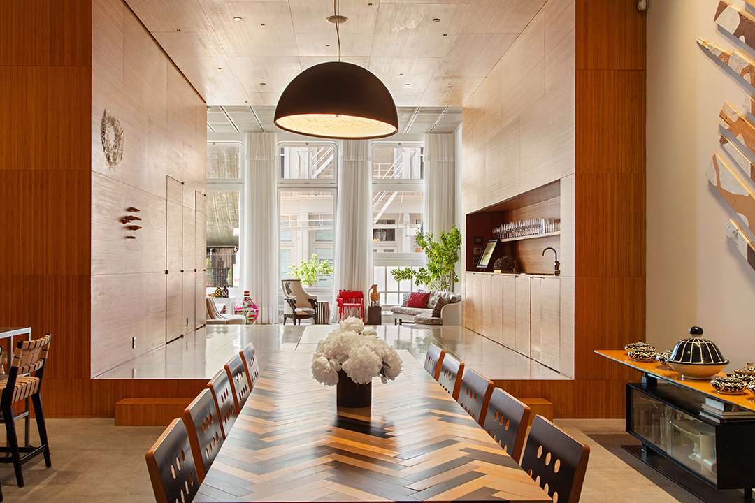 Brown and black wood dining table