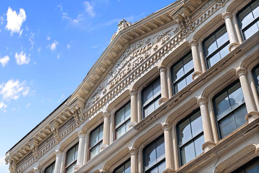 Outside Wood's Mercantile Buildings