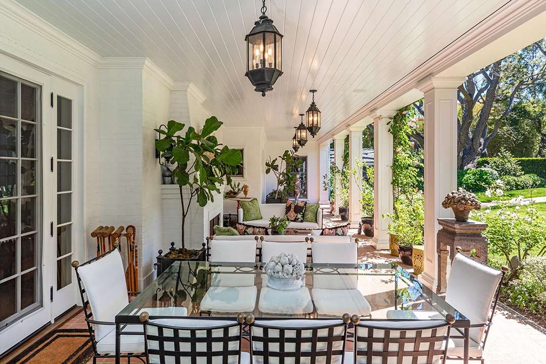 Outdoor dining area at Audrey Hepburn's former LA mansion