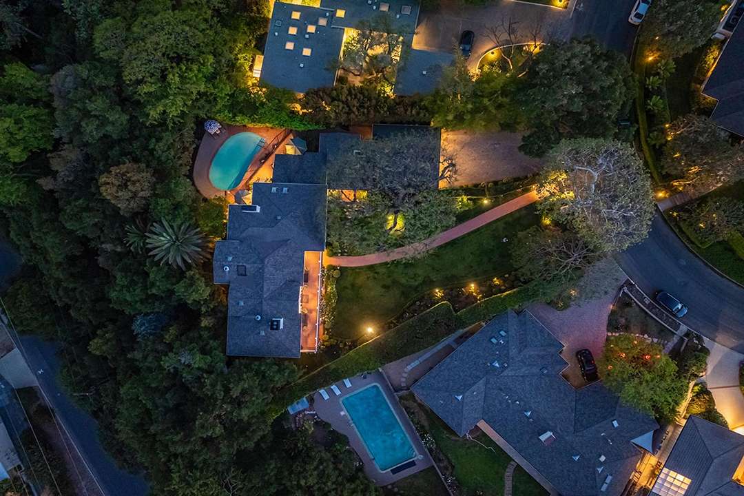 Drone shot of Audrey Hepburn's former LA mansion