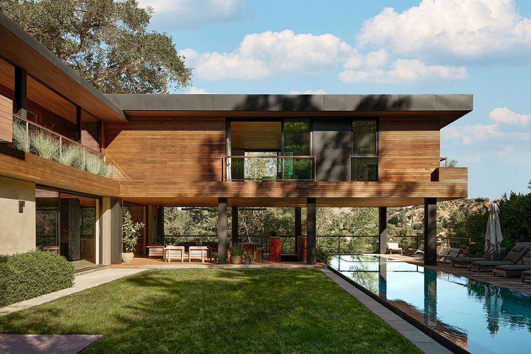 Lizzo's backyard with pool