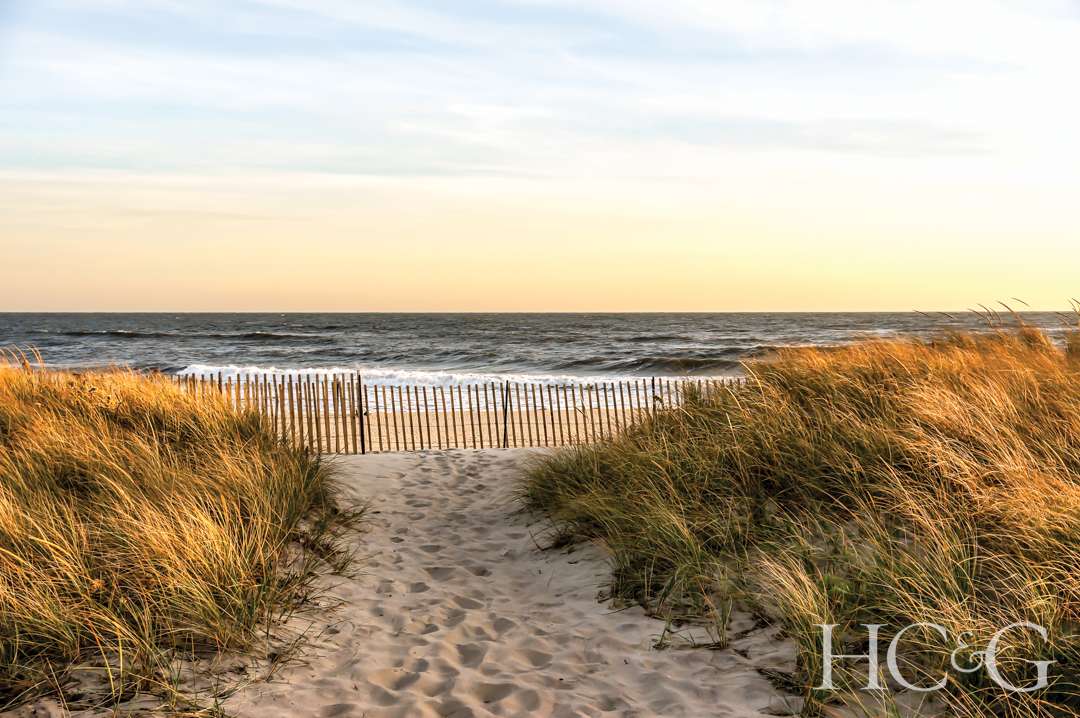 Hamptons beach at sunset