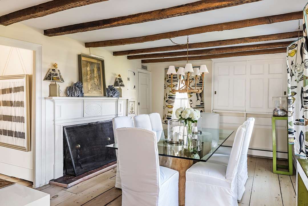 Water Mill Home Dining Room with Fish Curtains