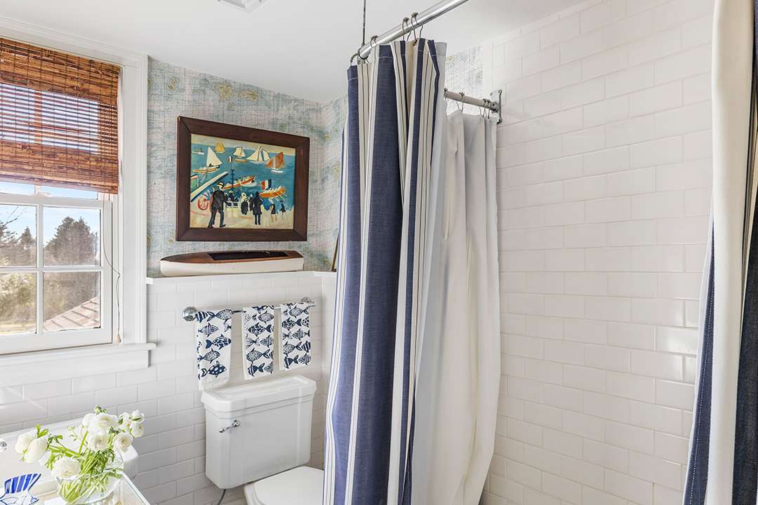 Water Mill Home Blue and White Bathroom