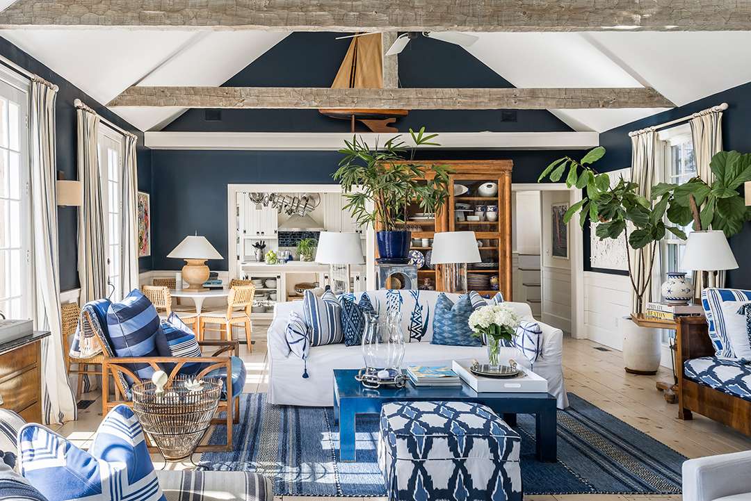 Water Mill Home Blue and White Living Room