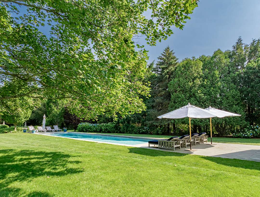 Water Mill Home Backyard with Pool