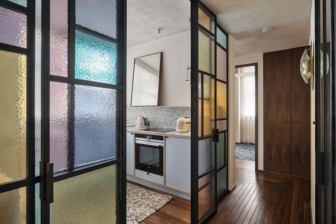 Stained glass sliding doors