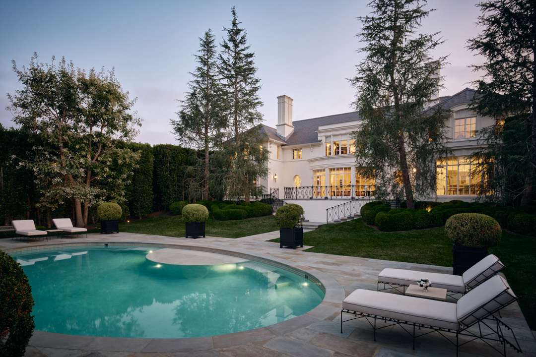 Beverly Hills manors' pool and backyard view