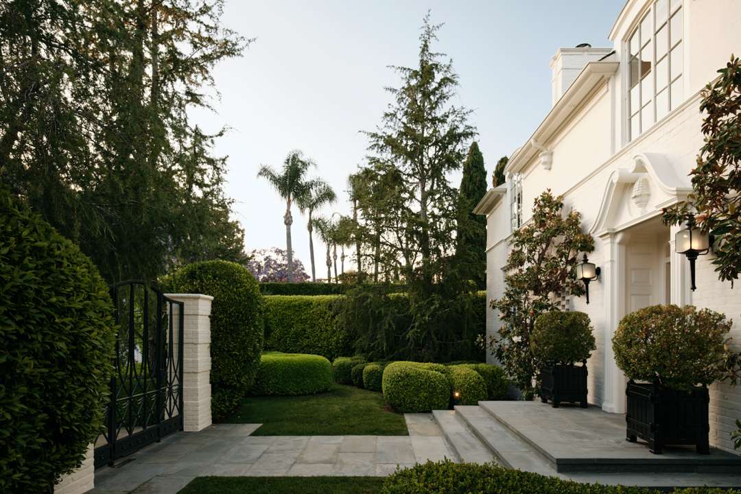 A private entryway of this Beverly Hills home
