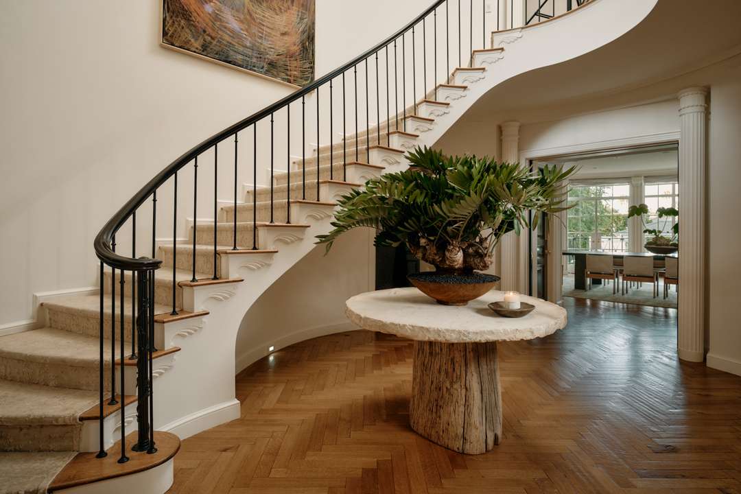 A serene entryway inside of this Beverly Hills home
