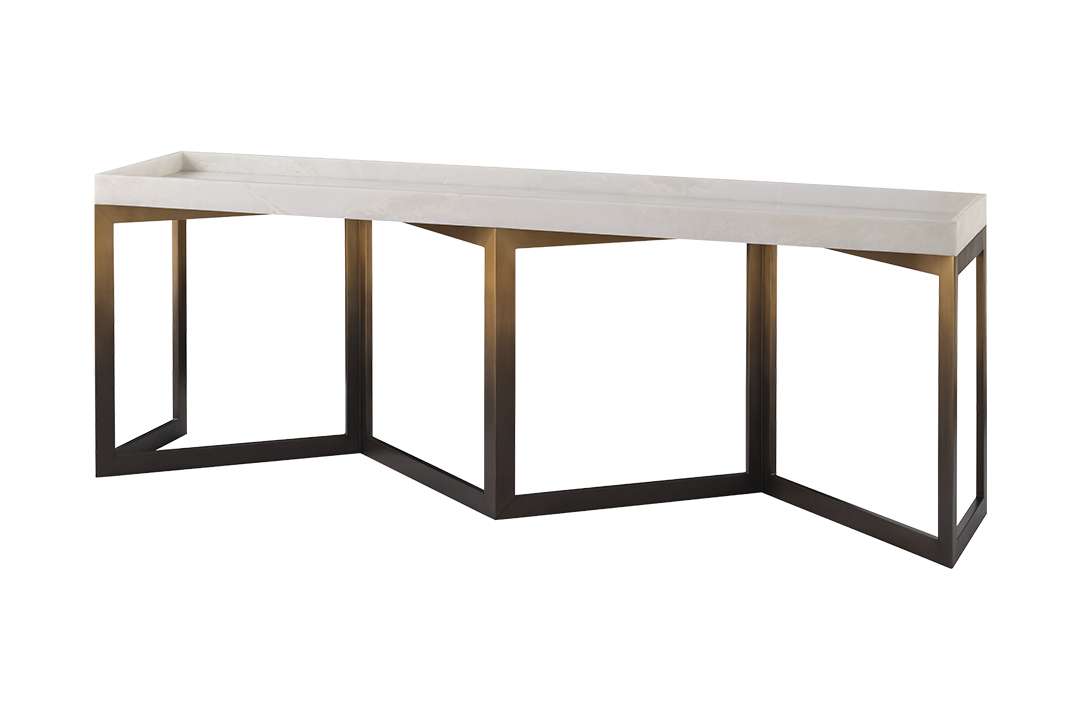 White marble and bronze console table