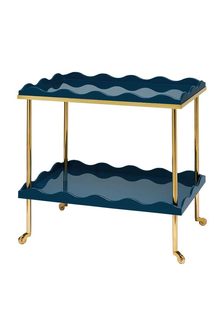 Blue and gold bar cart