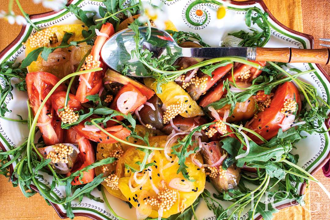 Freshly presented tomato salad