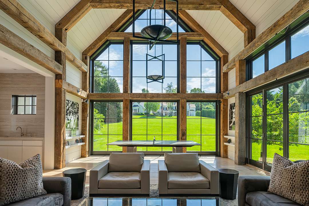 Todd Boehly's luxe guesthouse living room to his Darien estate