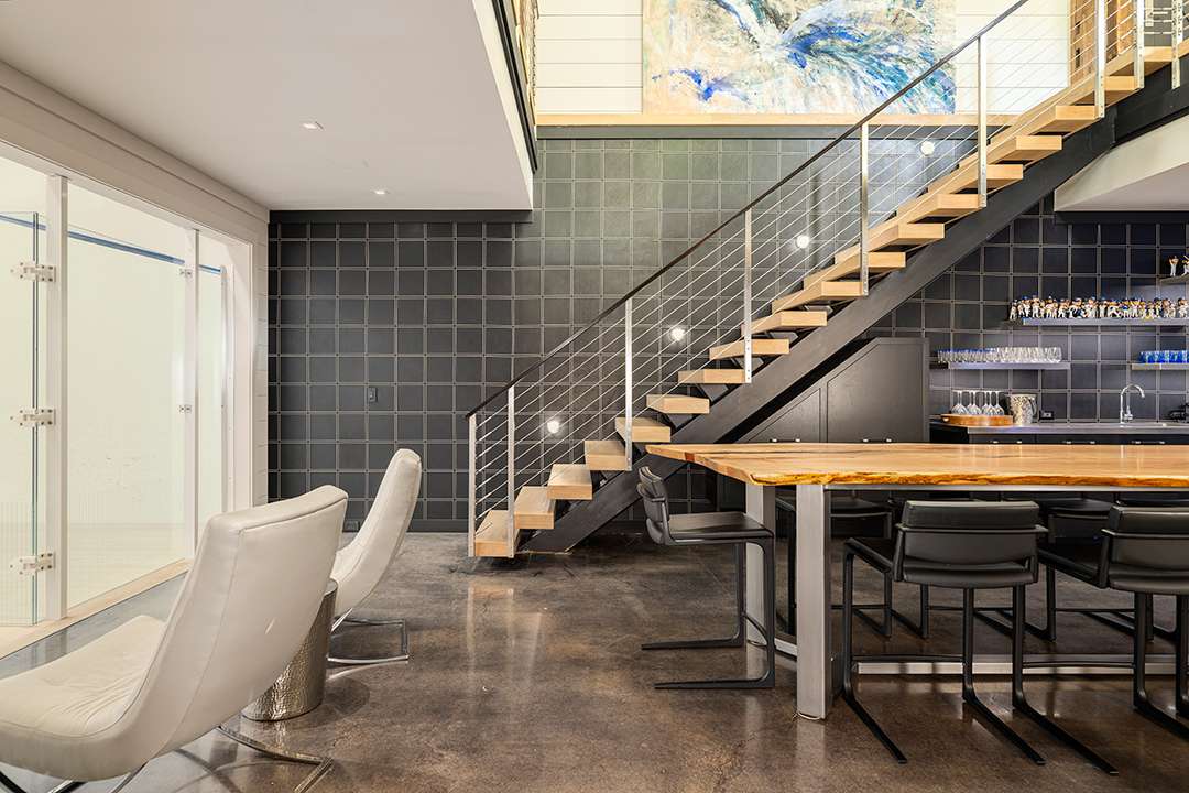 Contemporary staircase in Todd Boehly Darien Home