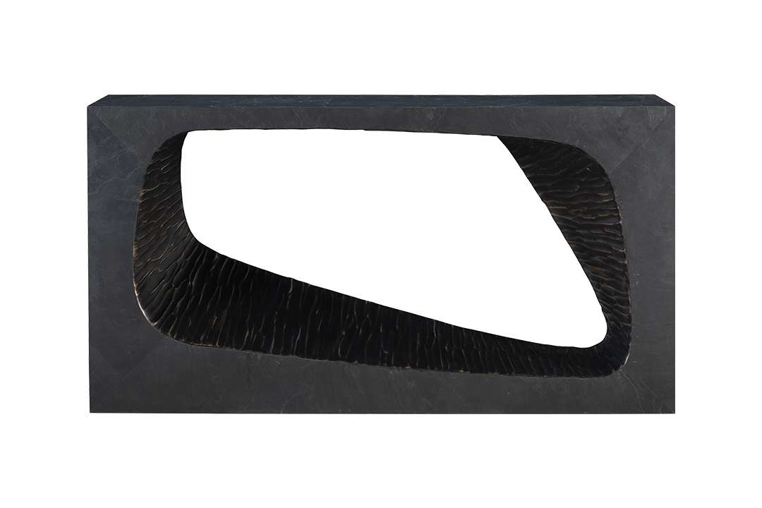 Black slate and bronze console table