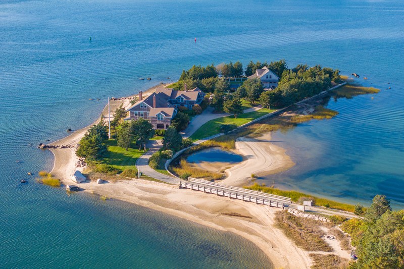 Explore a $10.9M Island Beauty Displaying Cheerful, Preppy-Coastal Style Along Cape Cod