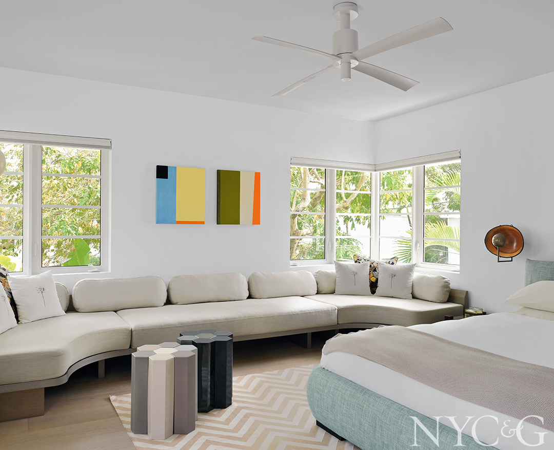 Homey bedroom with custom sofa